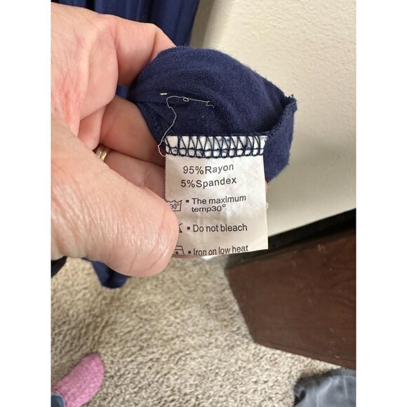 Womens Navy Blue Maxi Dress Small short‎ sleeve rayon pullover round neck - Picture 5 of 8